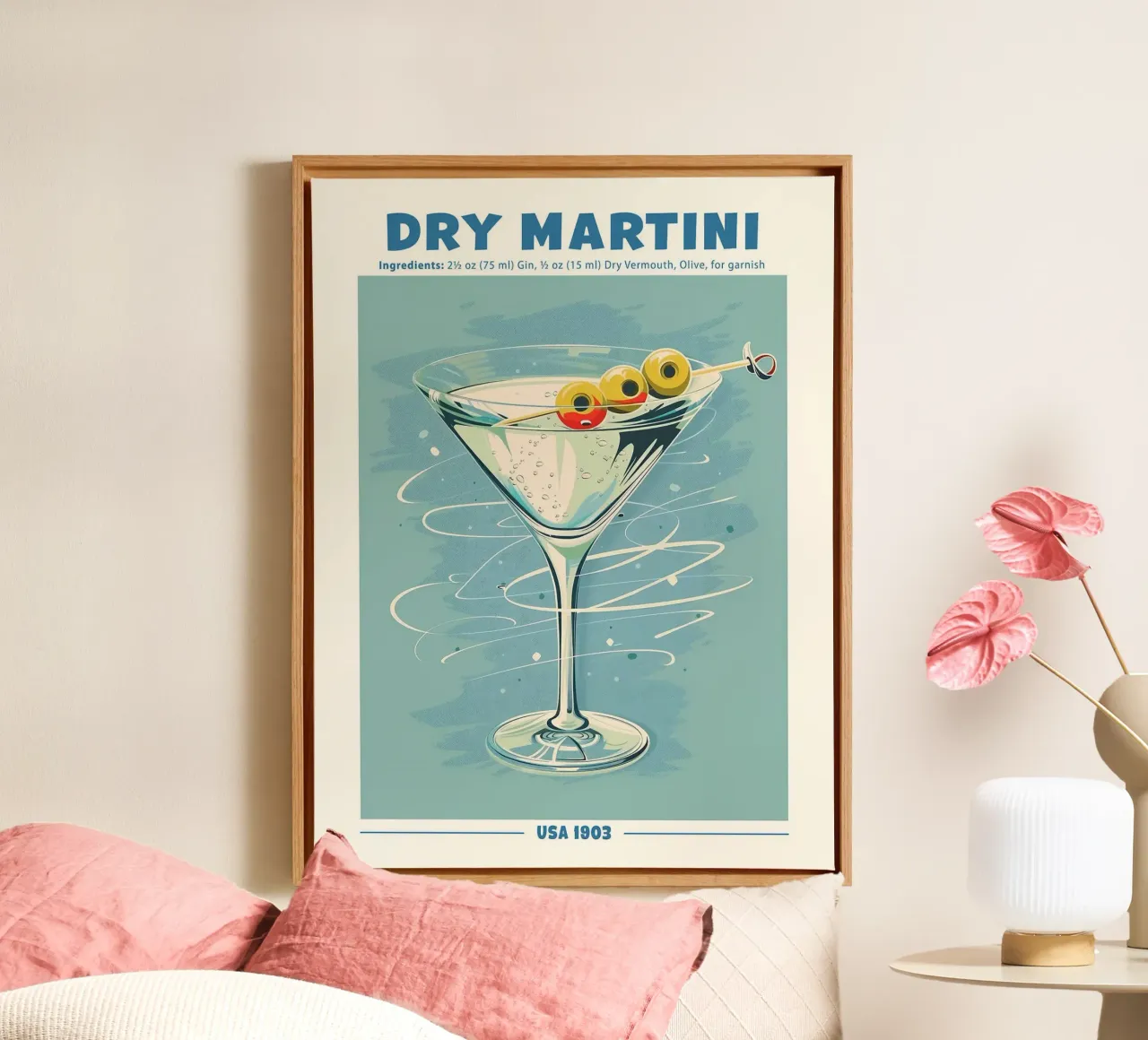 Martini Dry, USA 1903 tela con Cornice a cassetta da hanna shop