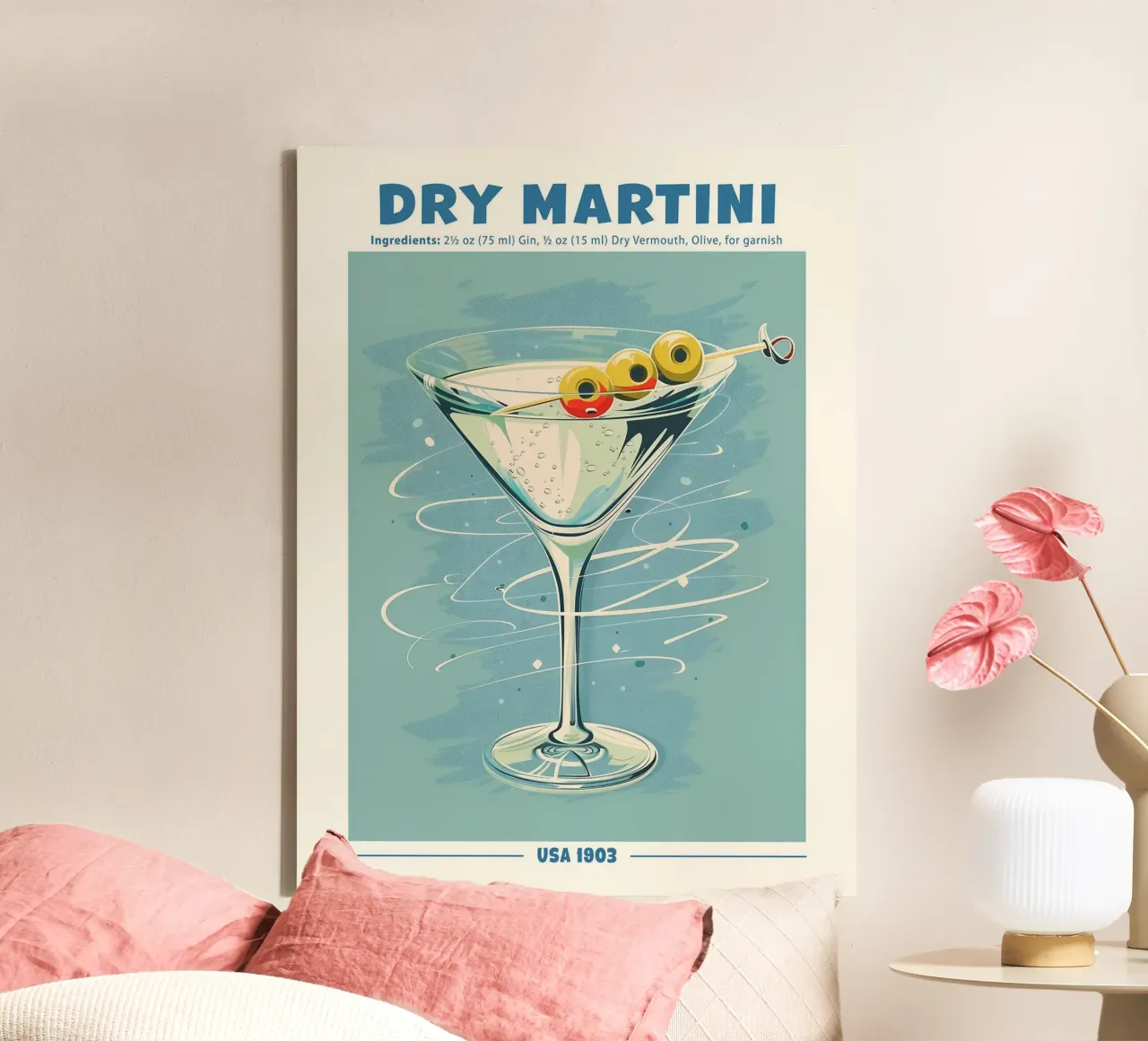 Martini Dry, USA 1903 tela con Cornice a cassetta da hanna shop