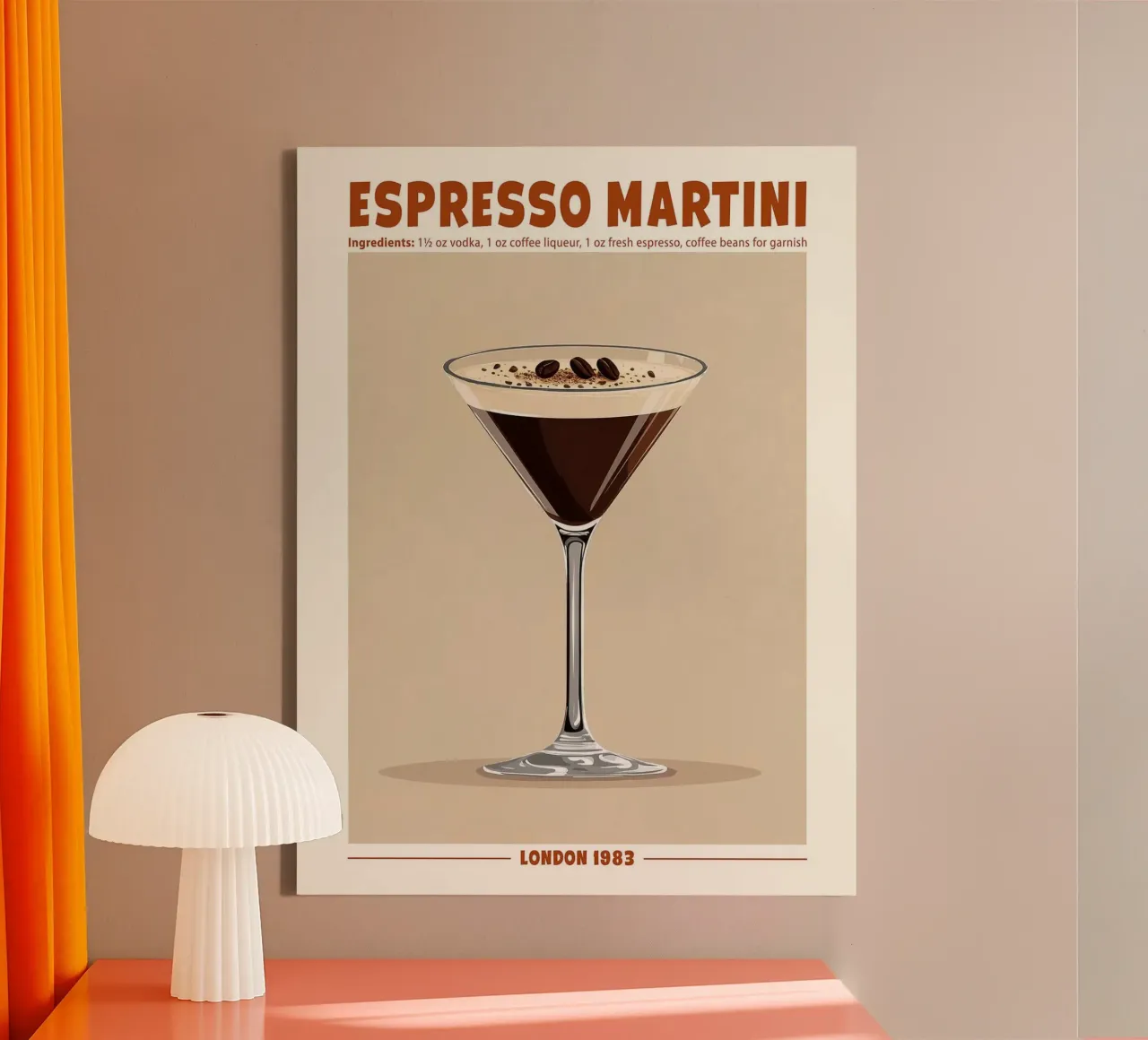 Espresso Martini, London 1983 tela con Cornice a cassetta da hanna shop