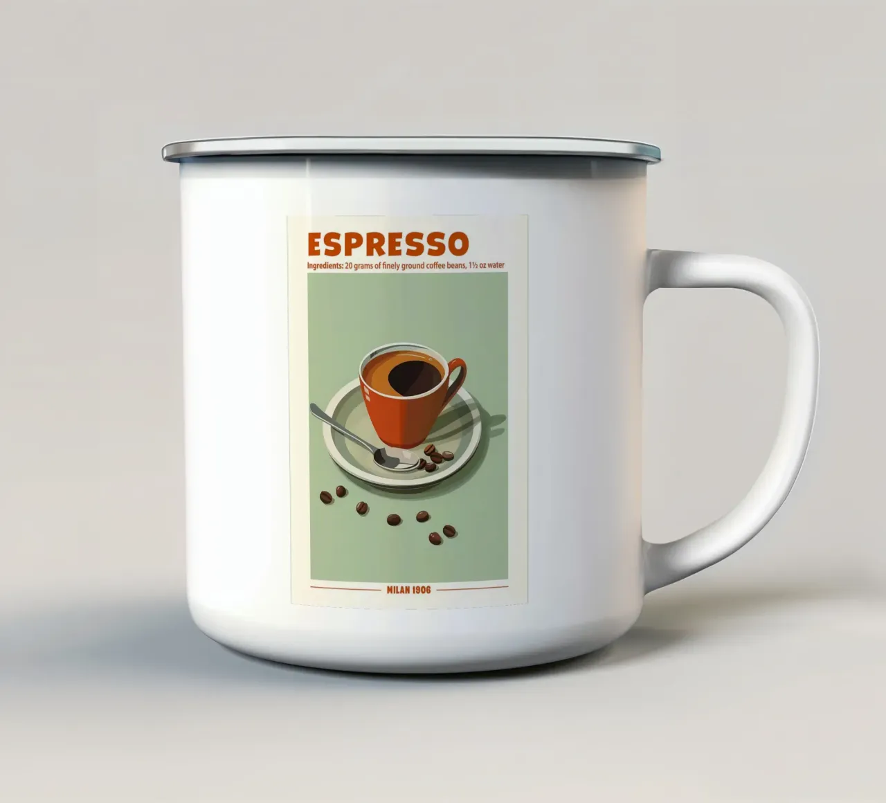 Espresso, Milan 1906 tazza in smalto da hanna shop