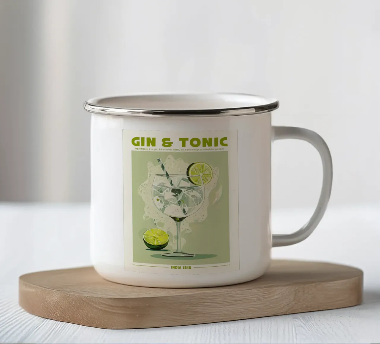 Gin e Tonic, India 1810 tazza in smalto da hanna shop