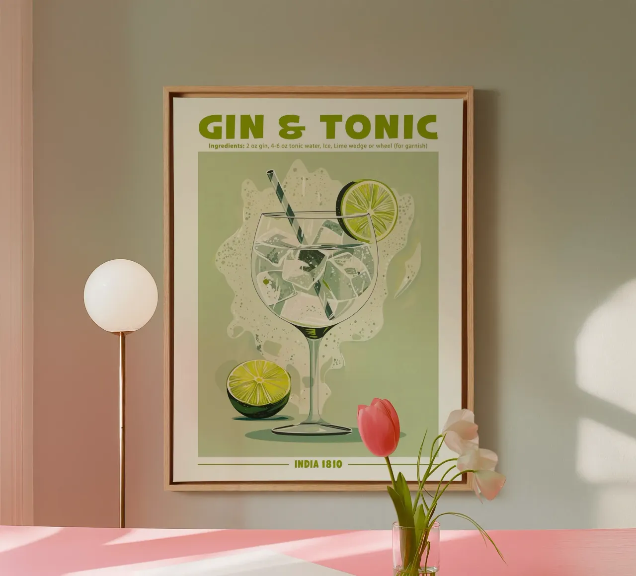 Gin e Tonic, India 1810 tela con Cornice a cassetta da hanna shop