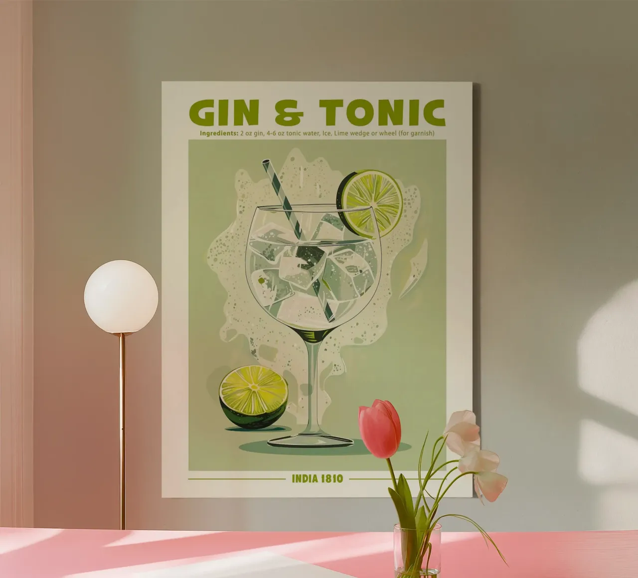 Gin e Tonic, India 1810 tela con Cornice a cassetta da hanna shop