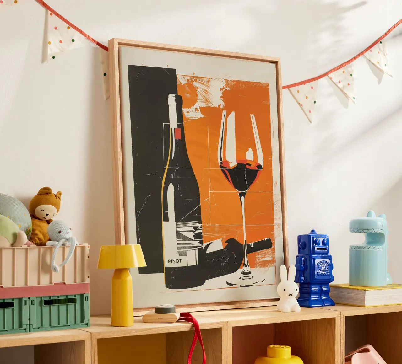 Botellas de vino tinto con cristal lienzo con Marco flotante de hanna shop