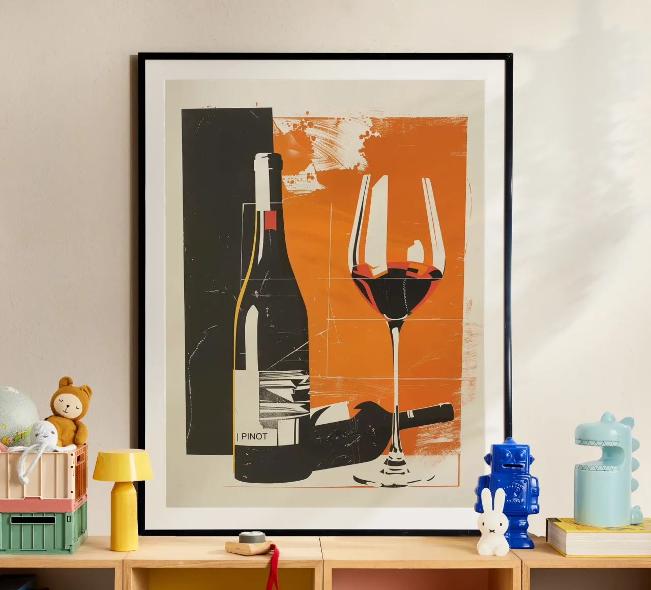 Bottiglie di vino rosso con vetro poster da hanna shop