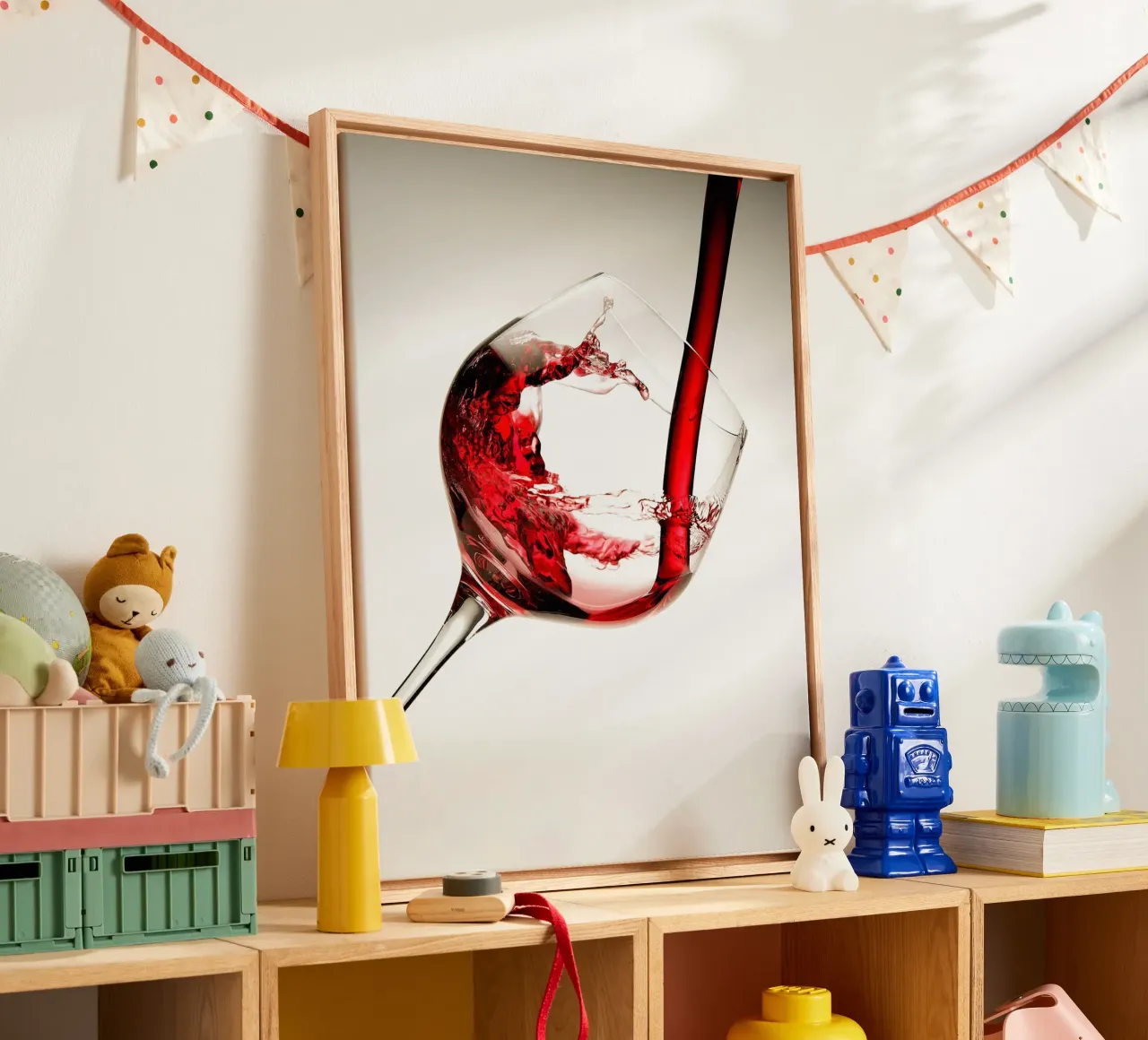Vino rosso in un bicchiere tela con Cornice a cassetta da hanna shop