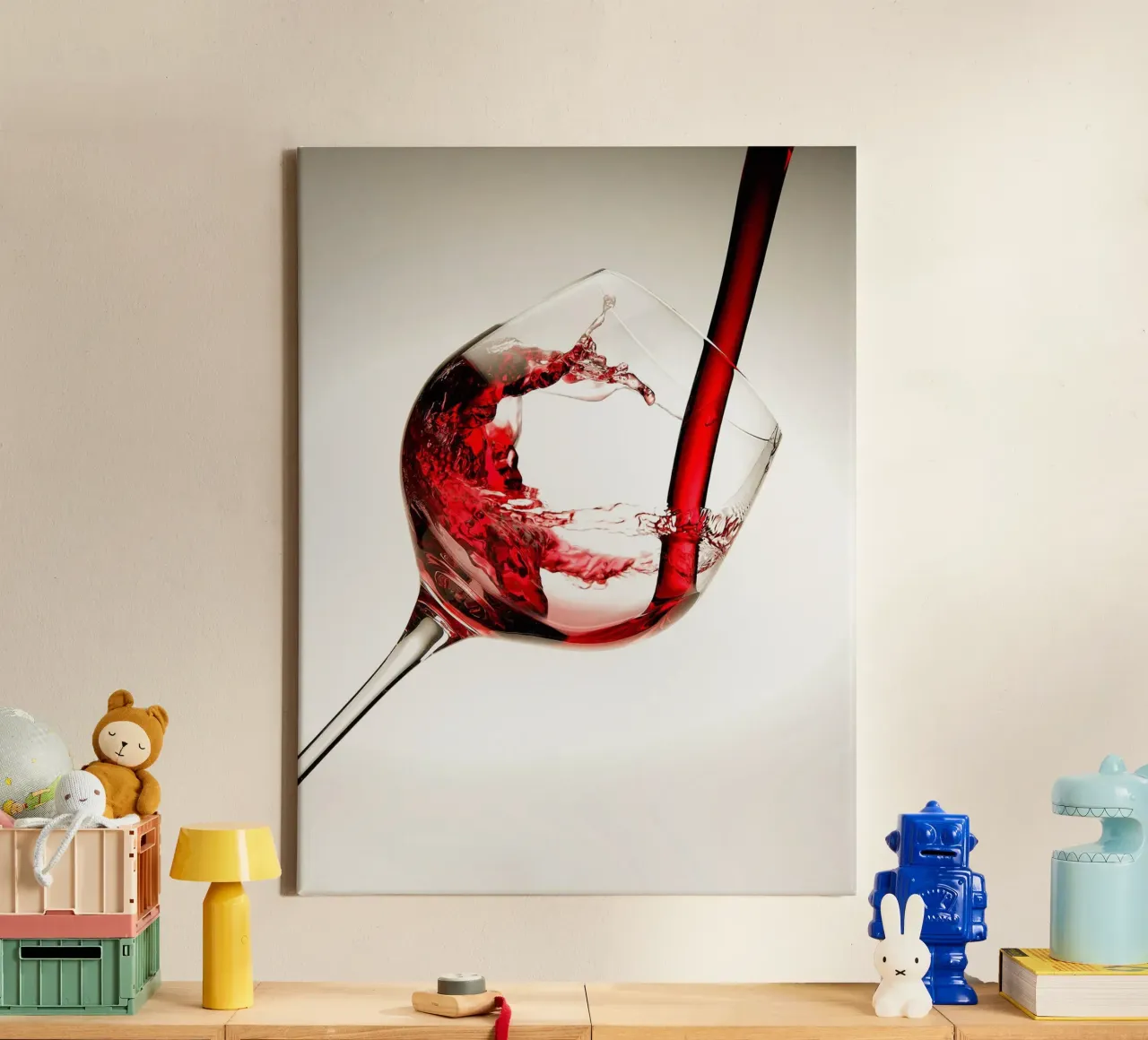 Vino rosso in un bicchiere tela con Cornice a cassetta da hanna shop