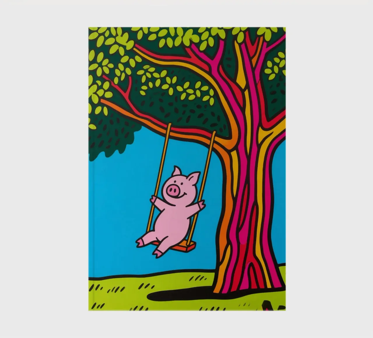 pig playing on the swing notebook by knowledge