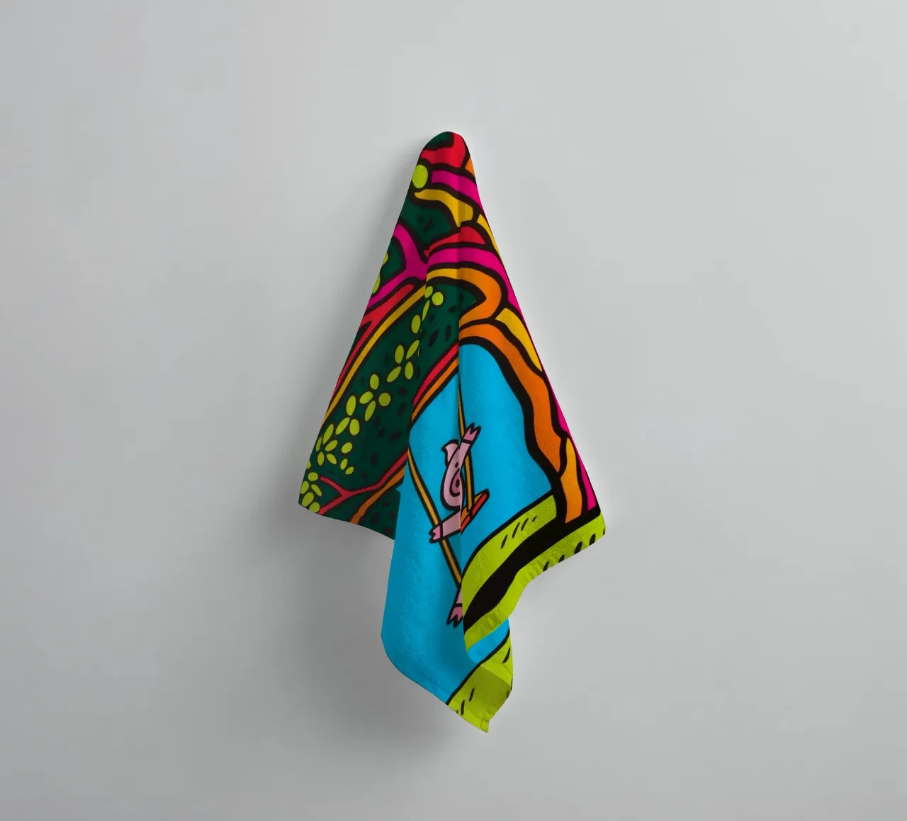 pig playing on the swing towel by knowledge