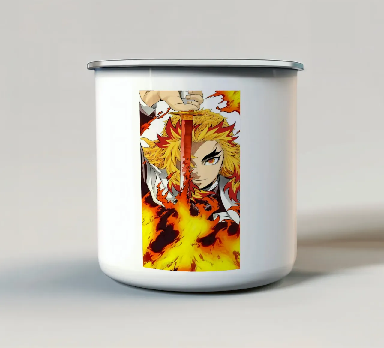 Kyojuro Rengoku Kimetsu No Yaiba Classico tazza in smalto da igoshartwrks