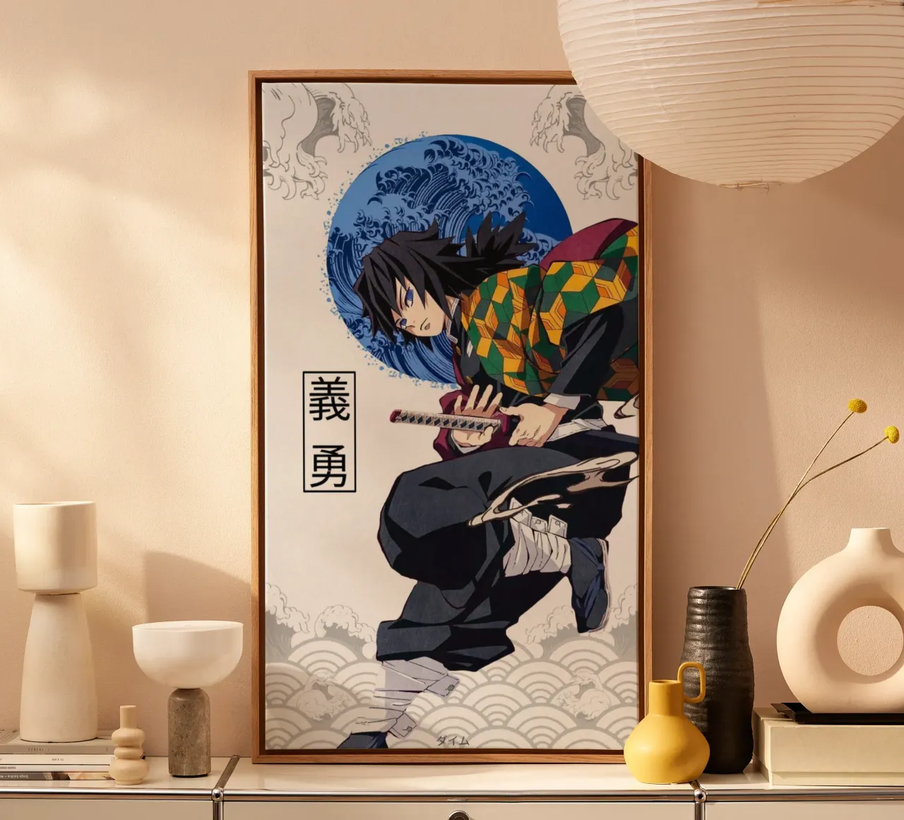 Giyu Tomioka Kimetsu No Yaiba-DS canvas met Baklijst van igoshartwrks