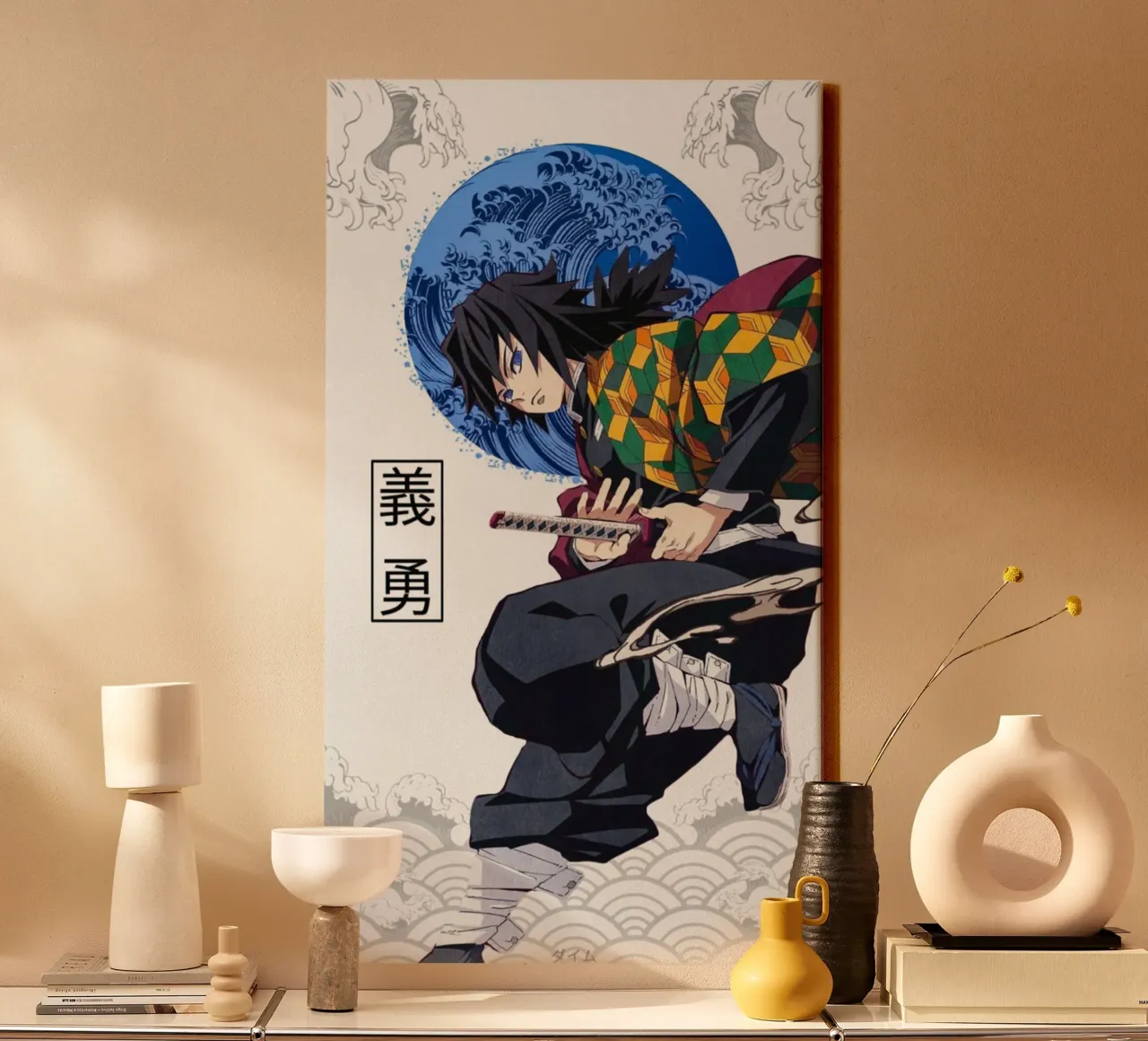 Giyu Tomioka Kimetsu No Yaiba-DS canvas met Baklijst van igoshartwrks