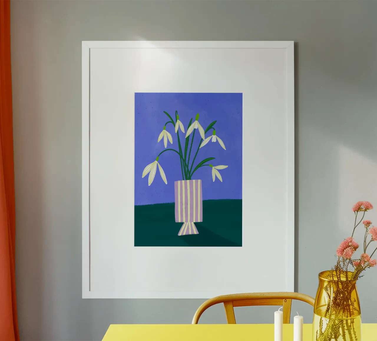 Snowdrops poster con telaio in alluminio da Bea Mueller