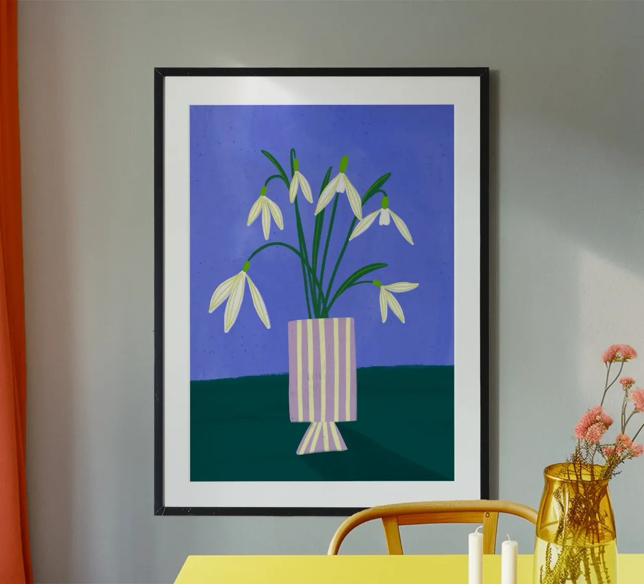 Snowdrops poster con telaio in alluminio da Bea Mueller