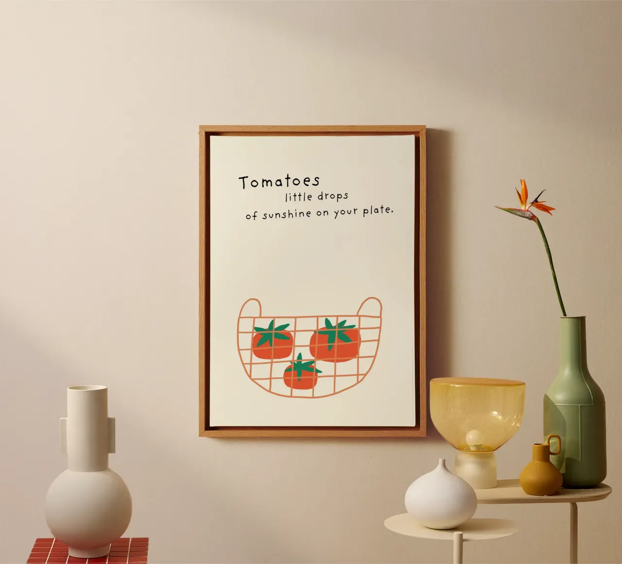 Pomodori - Gocce piccole tela con Cornice a cassetta da PurePeachStudio