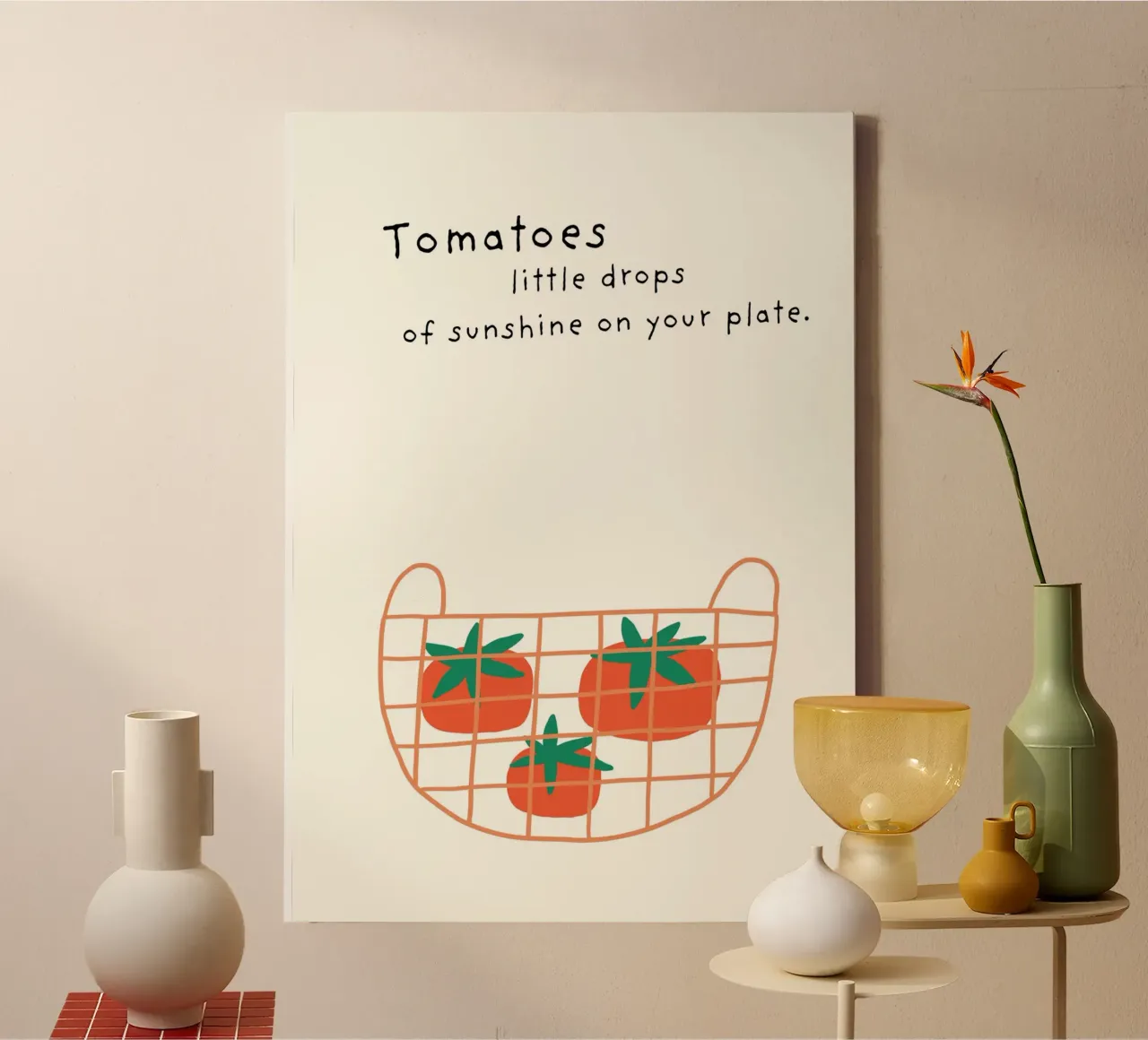 Pomodori - Gocce piccole tela con Cornice a cassetta da PurePeachStudio