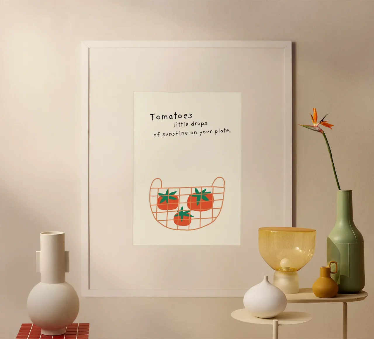 Pomodori - Gocce piccole poster con telaio in alluminio da PurePeachStudio