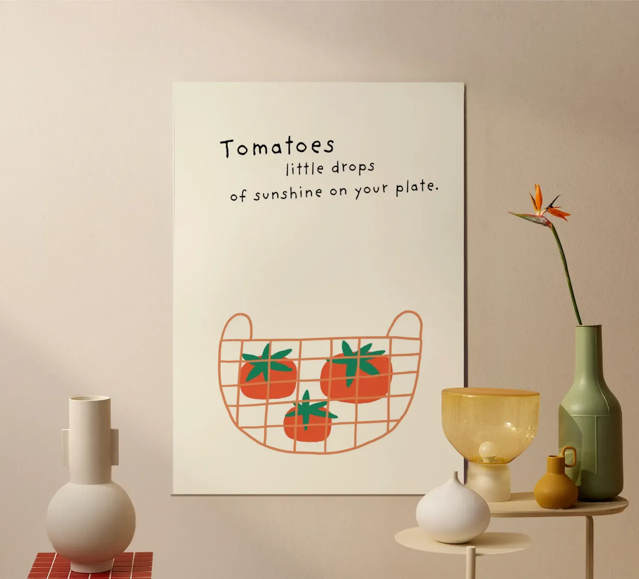 Pomodori - Gocce piccole poster con telaio in alluminio da PurePeachStudio