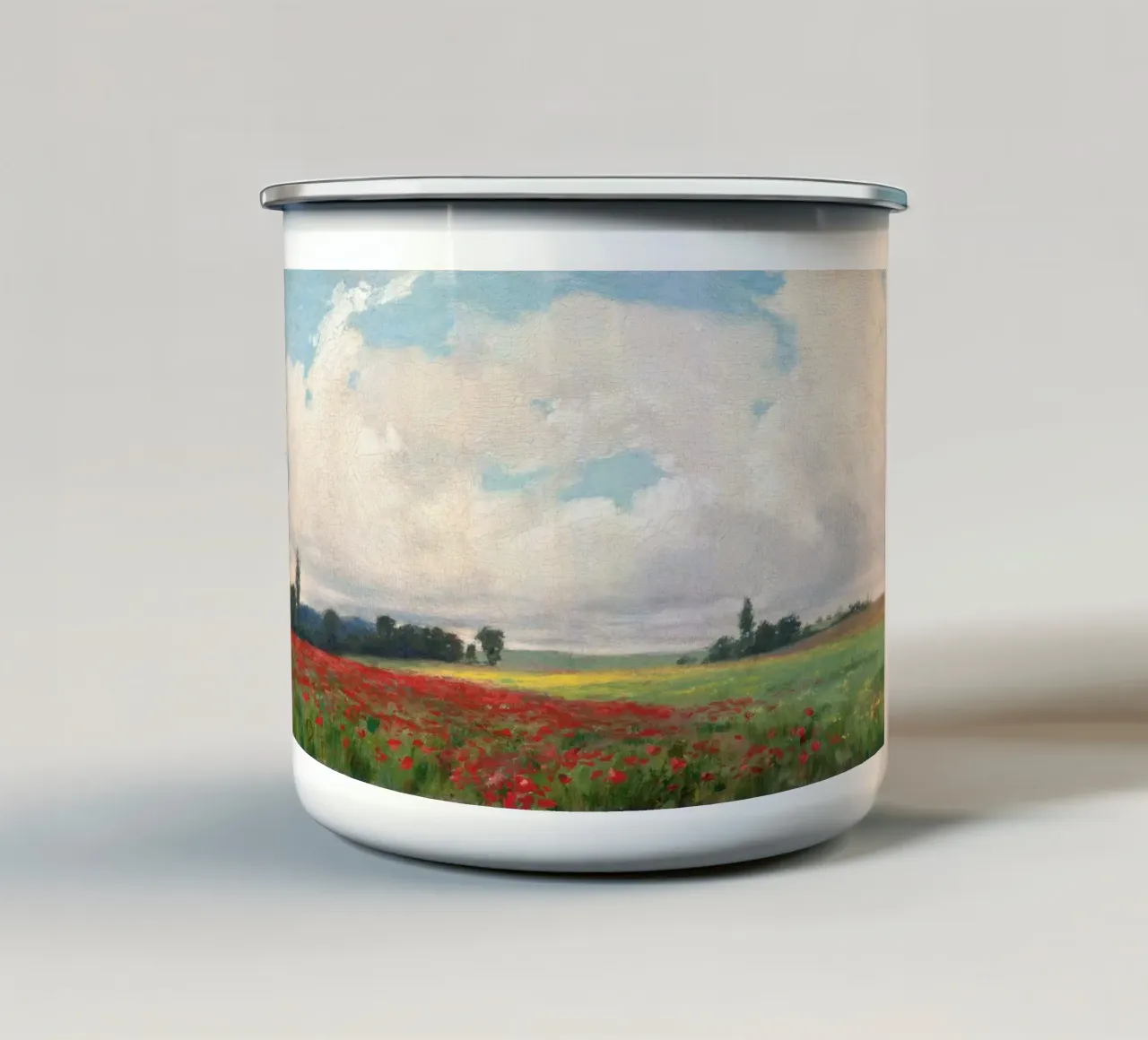 A French Poppy Field Landscape tazza in smalto da apoloprints