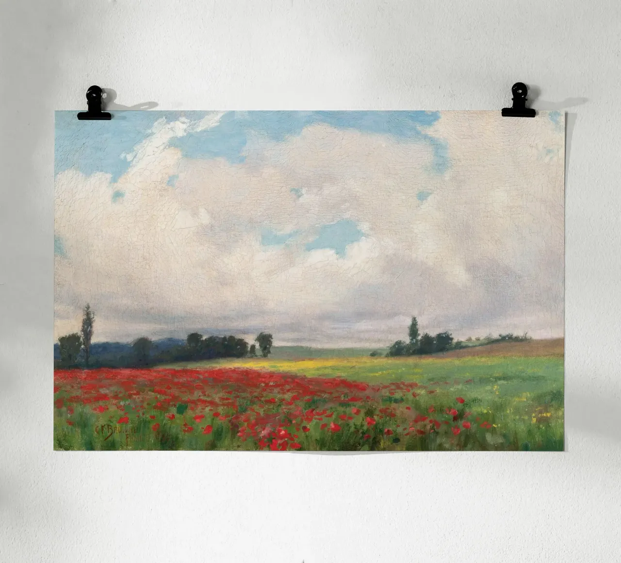 A French Poppy Field Landscape poster de apoloprints