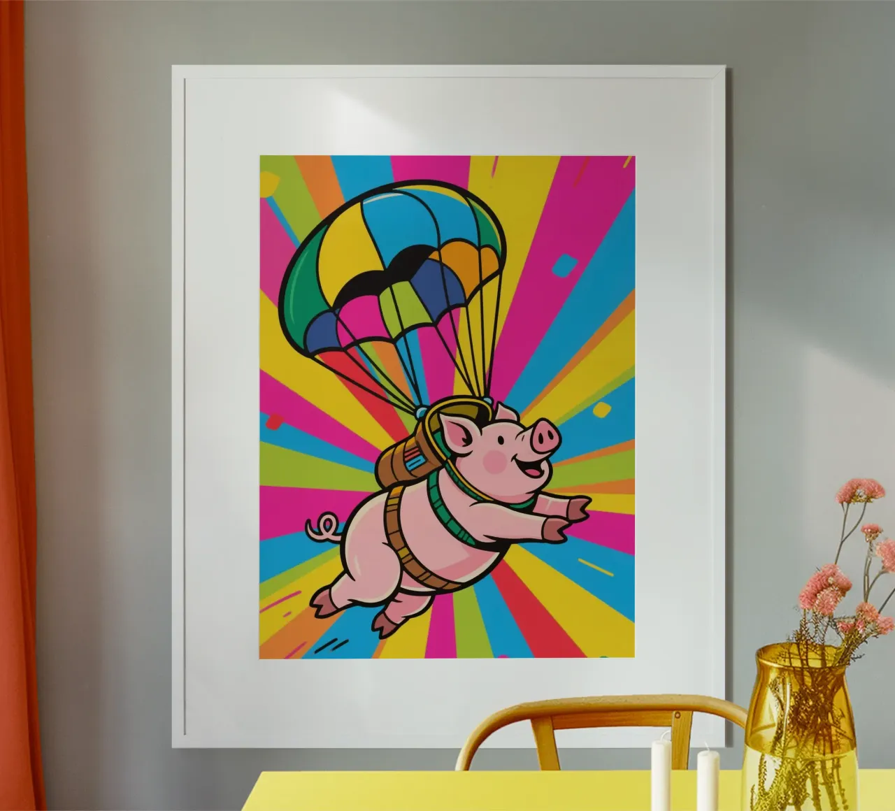 divertente maiale paracadute poster da knowledge