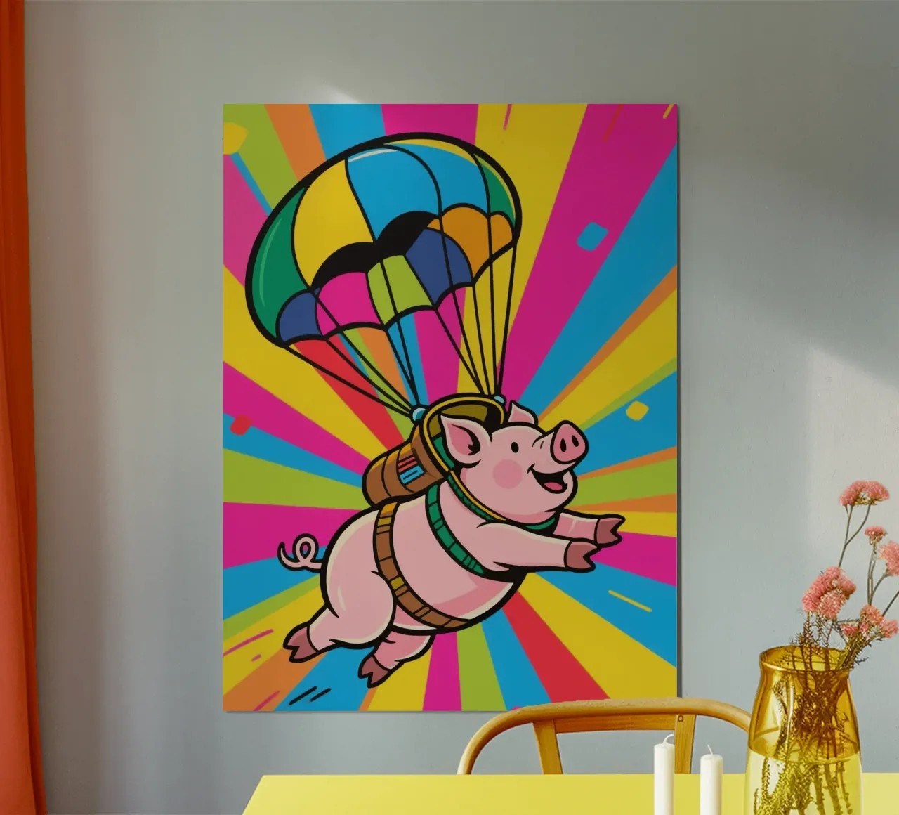 divertente maiale paracadute poster da knowledge