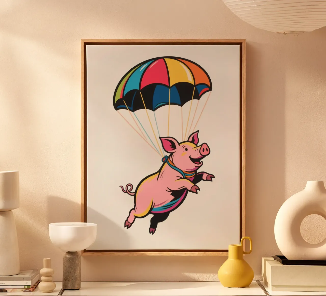 schattig parachute varken canvas met Baklijst van knowledge