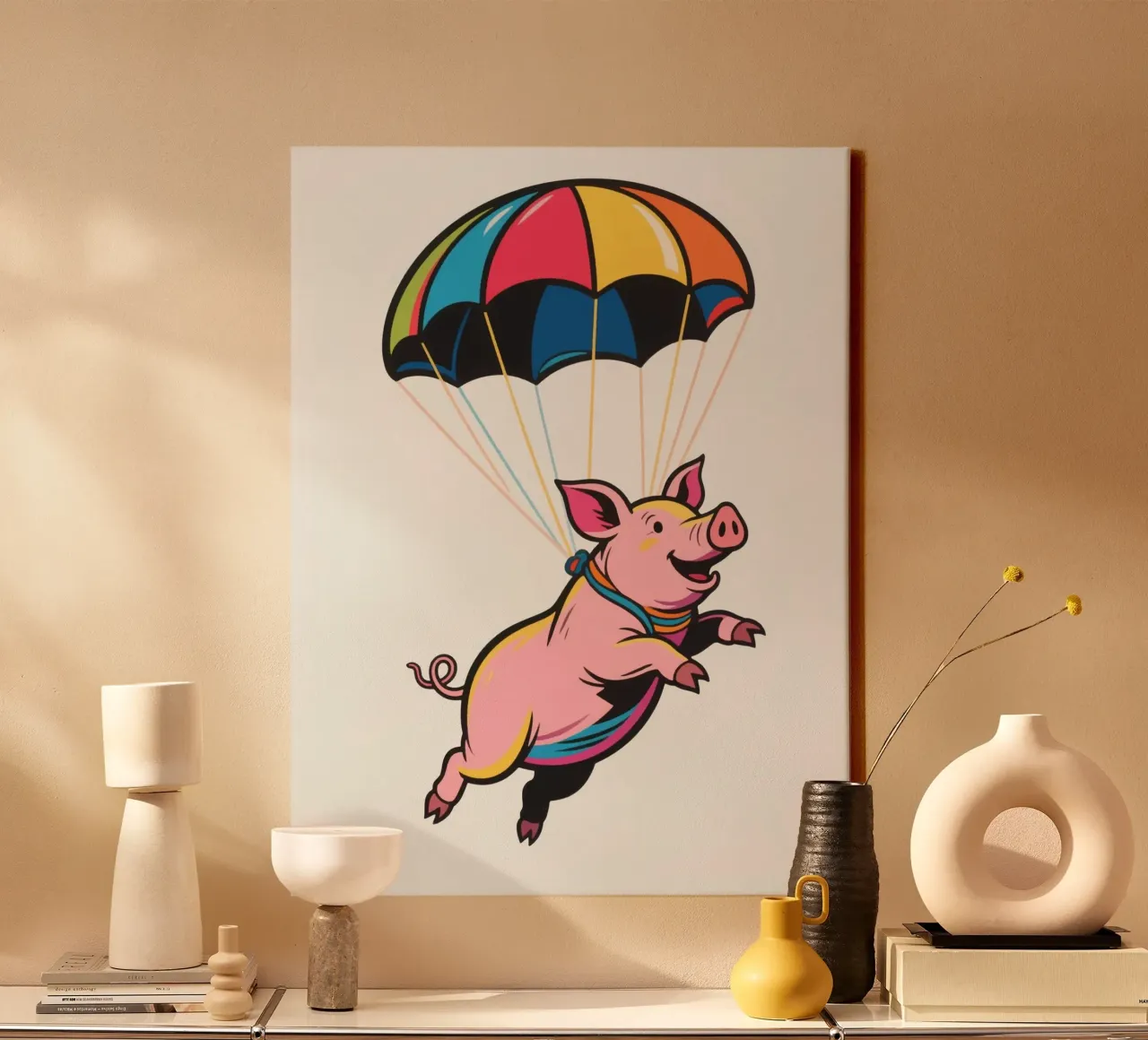 schattig parachute varken canvas met Baklijst van knowledge