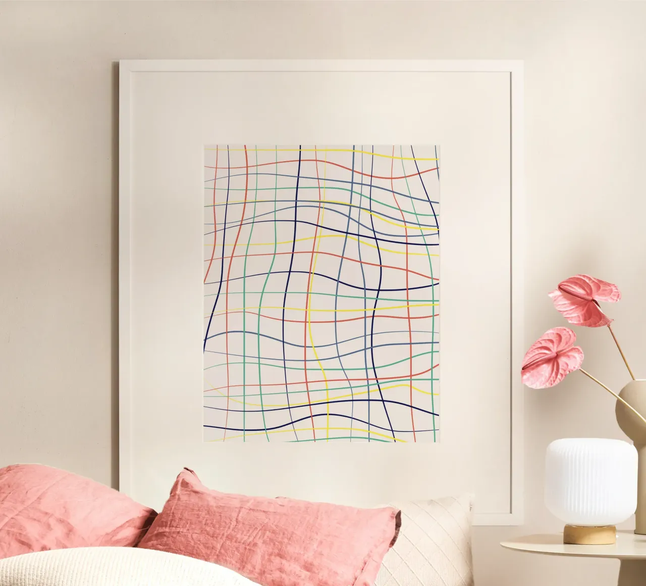 Controllo della linea artistica dell'arcobaleno poster con telaio in plastica da Little Dean