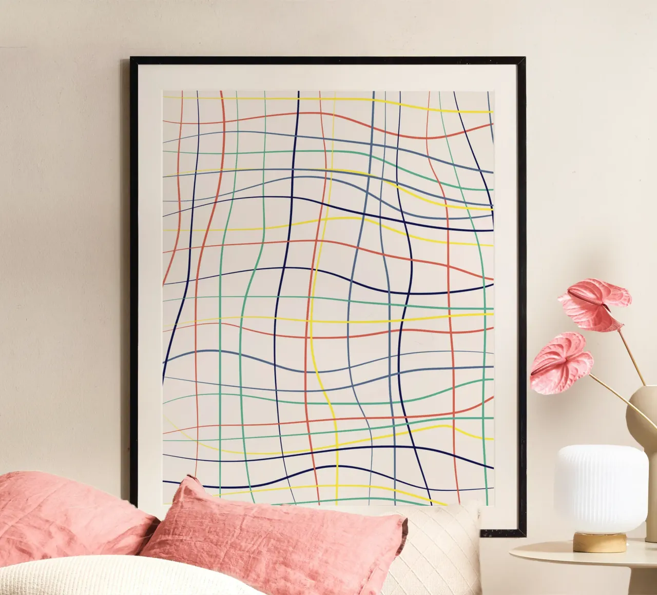 Controllo della linea artistica dell'arcobaleno poster con telaio in plastica da Little Dean