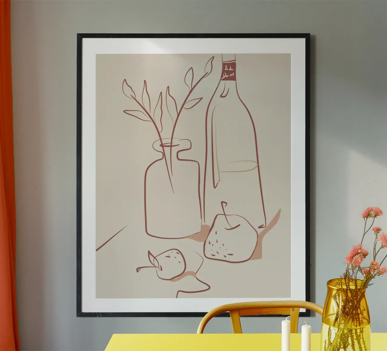 Natura morta in terracotta 02 poster con telaio in plastica da Little Dean
