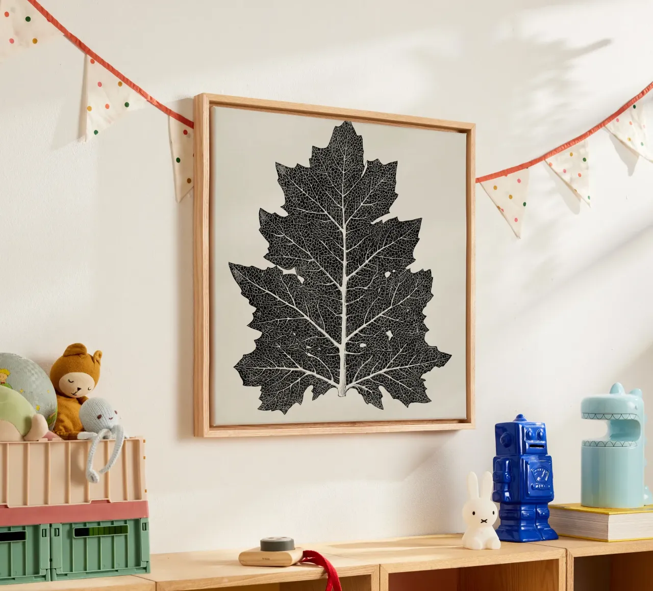Vintage leaf tela con Cornice a cassetta da vintageshop