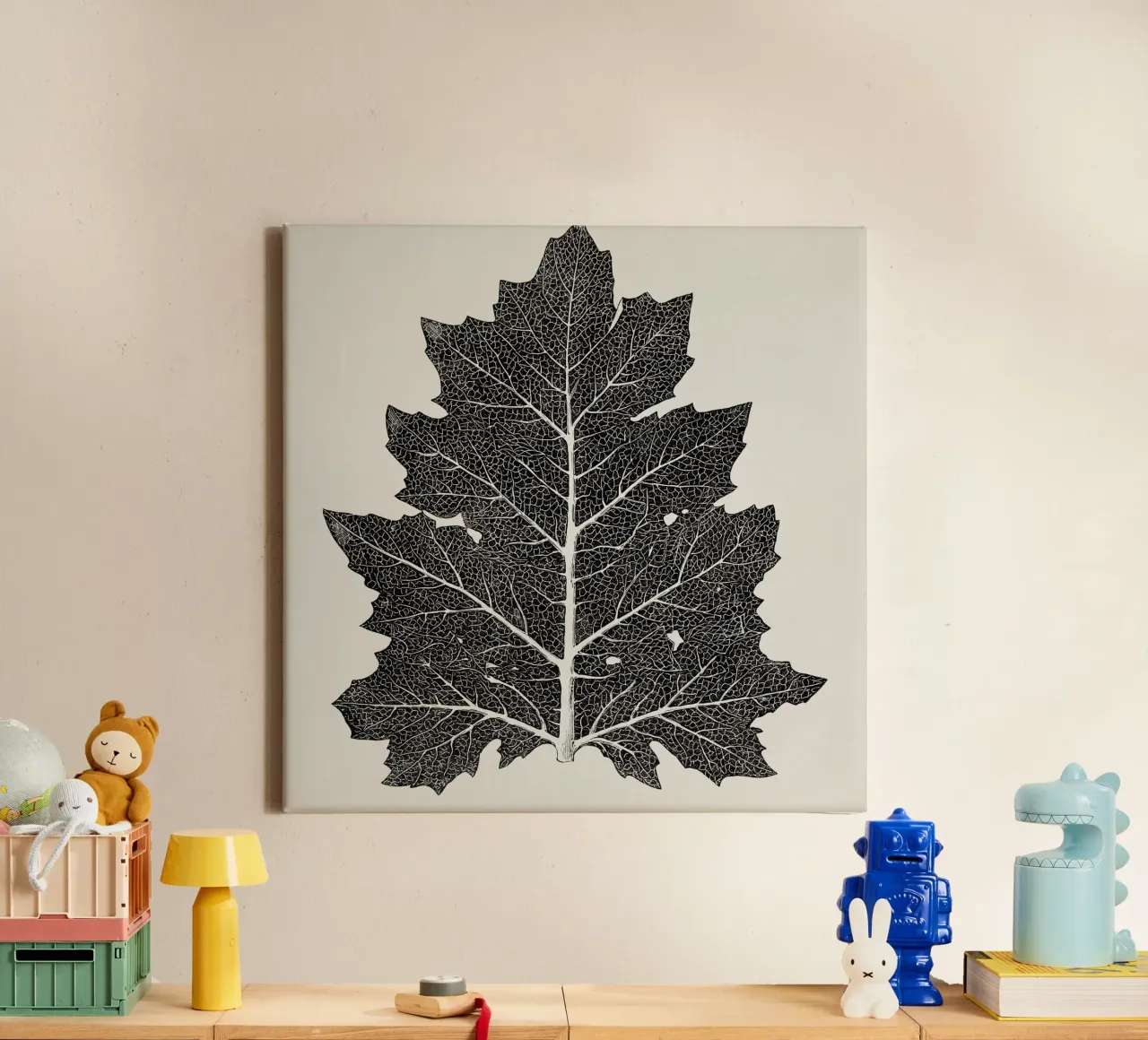 Vintage leaf tela con Cornice a cassetta da vintageshop