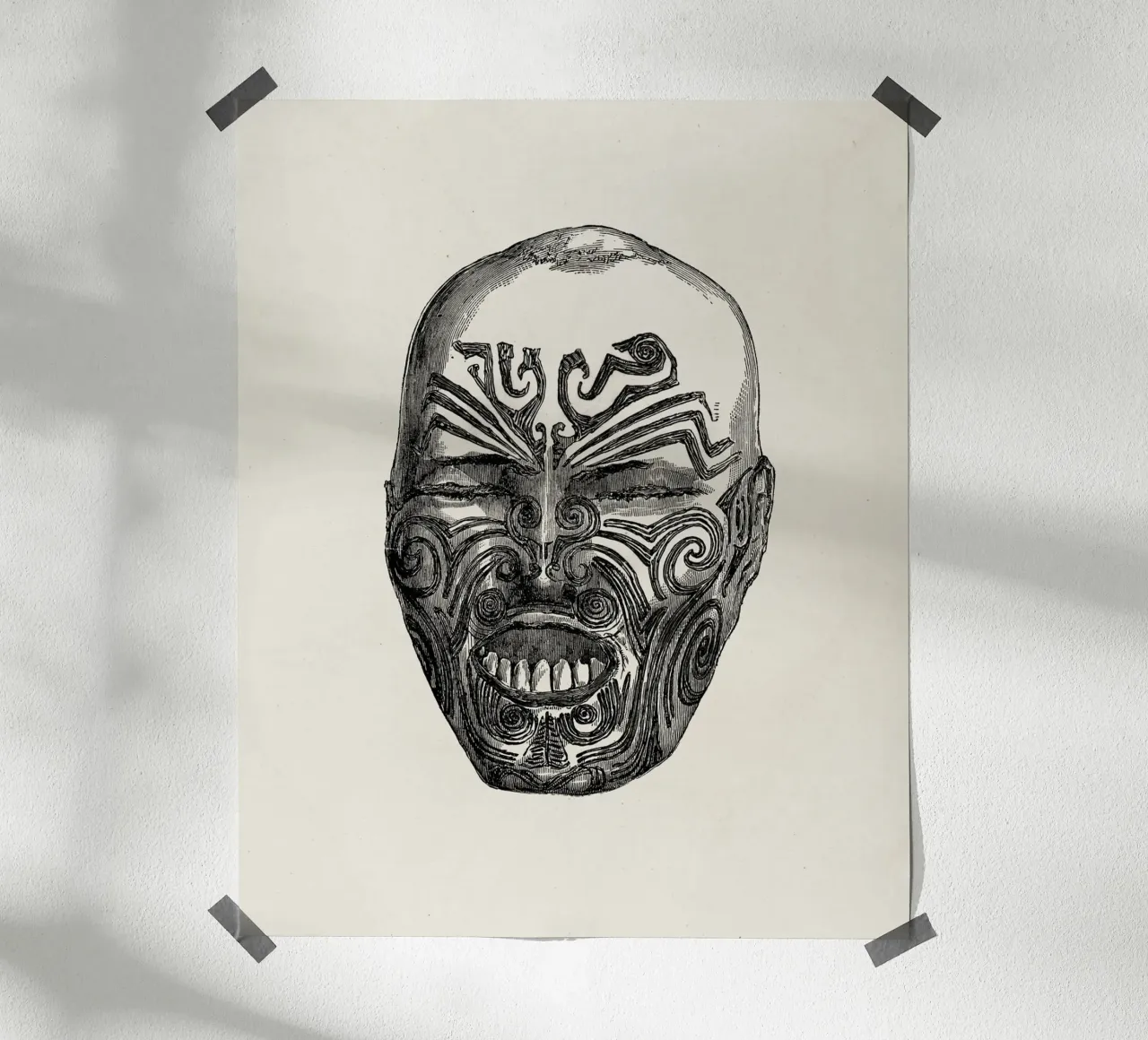 Ancient face poster con telaio in plastica da vintageshop