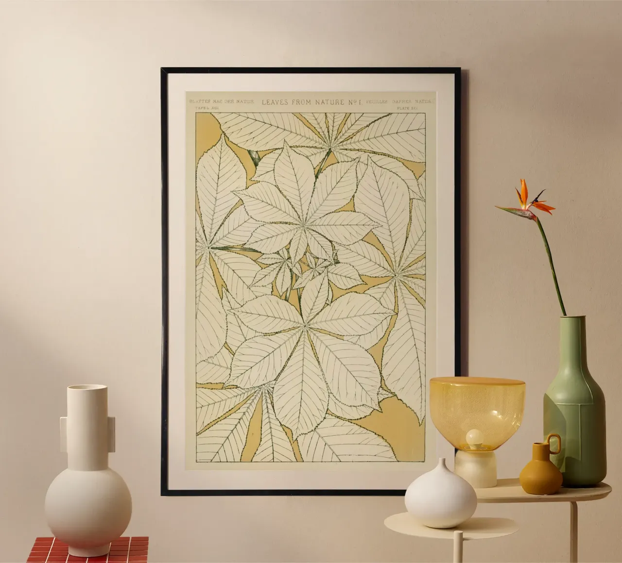 Vintage pattern illustration poster con telaio in legno da vintageshop