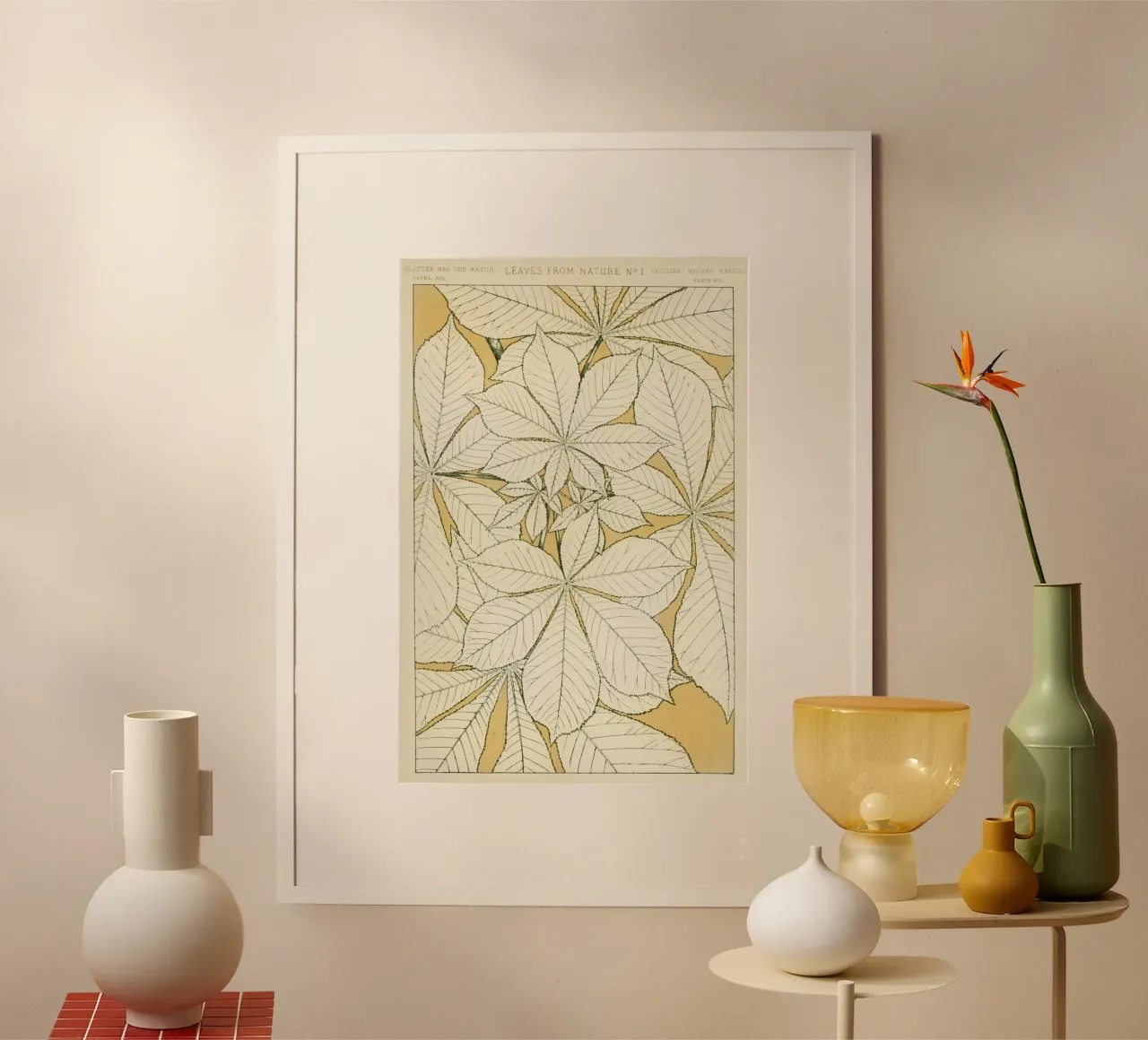 Vintage pattern illustration poster con telaio in legno da vintageshop