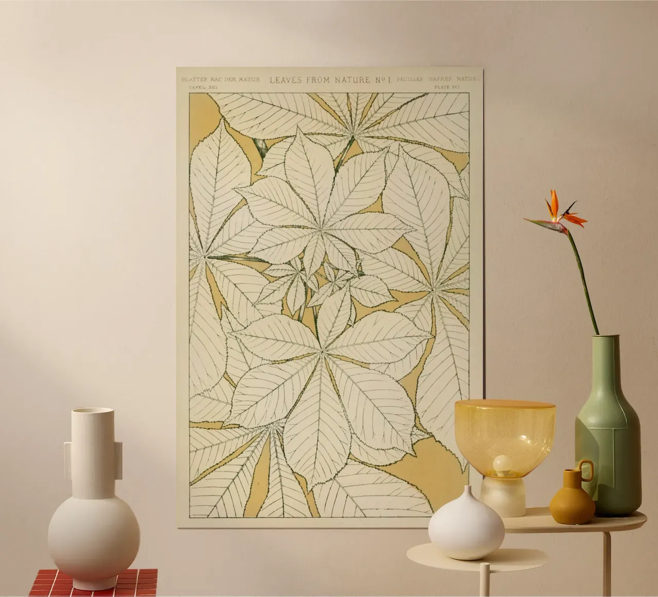 Vintage pattern illustration poster con telaio in legno da vintageshop