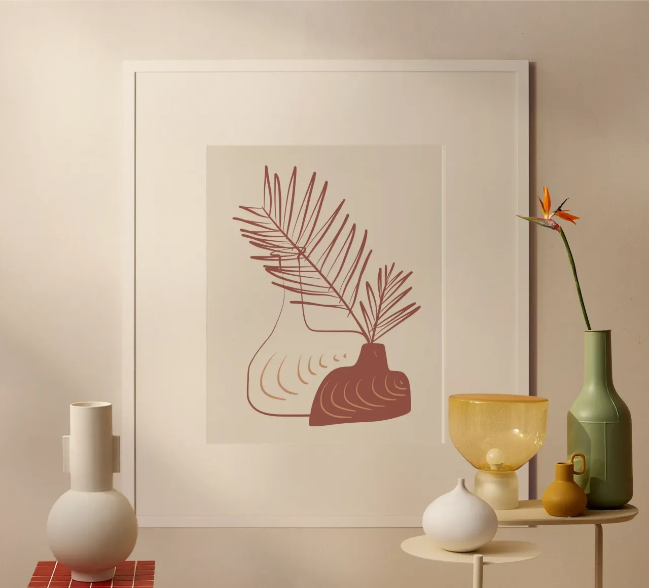 Natura morta in terracotta 04 poster con telaio in legno da Little Dean