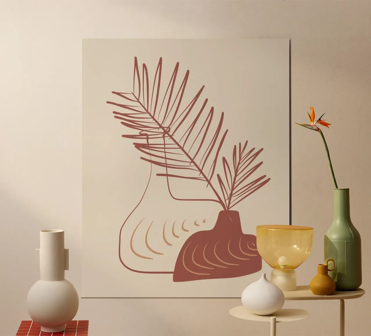 Natura morta in terracotta 04 poster con telaio in legno da Little Dean