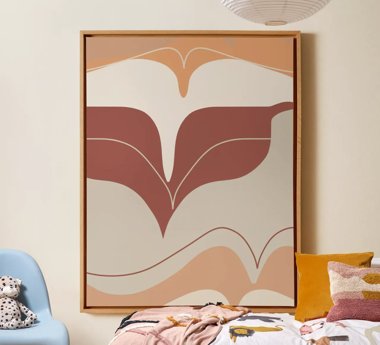 Aardetinten abstract canvas met Baklijst van Little Dean