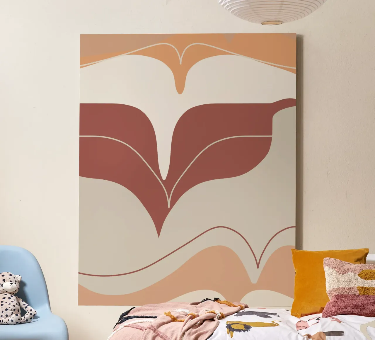 Aardetinten abstract canvas met Baklijst van Little Dean