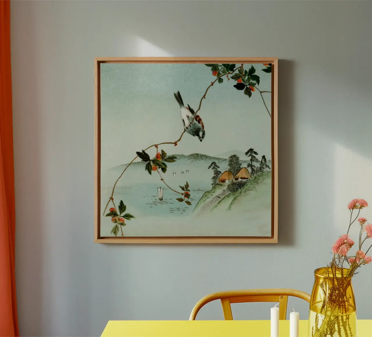 Japanese illustration tela con Cornice a cassetta da vintageshop