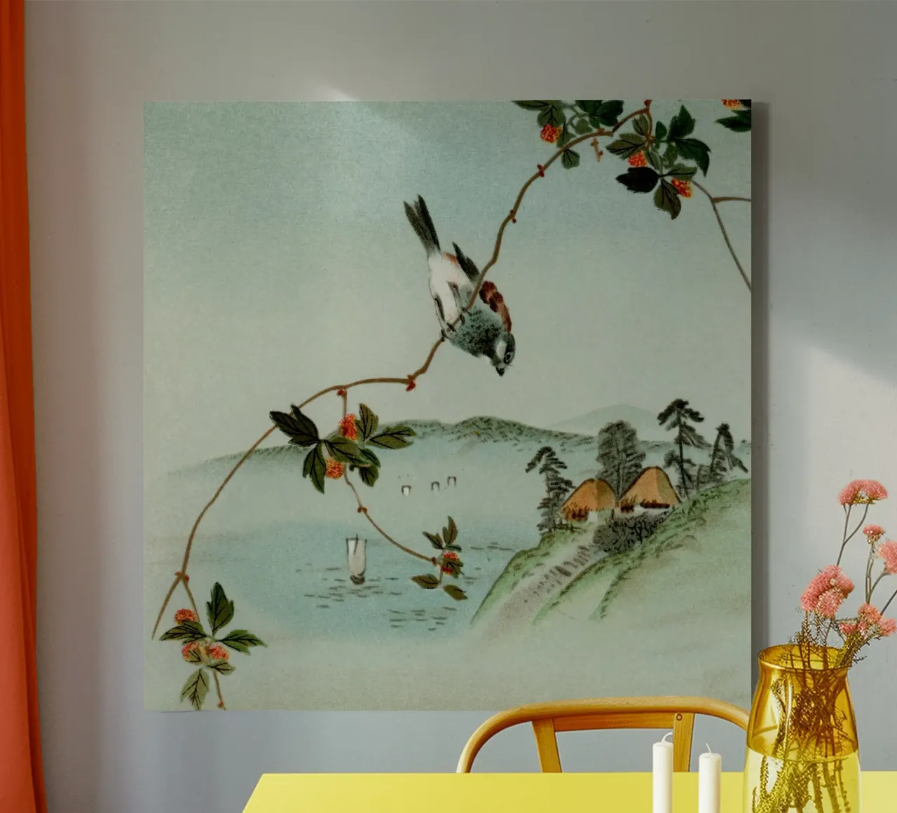Japanese illustration tela con Cornice a cassetta da vintageshop