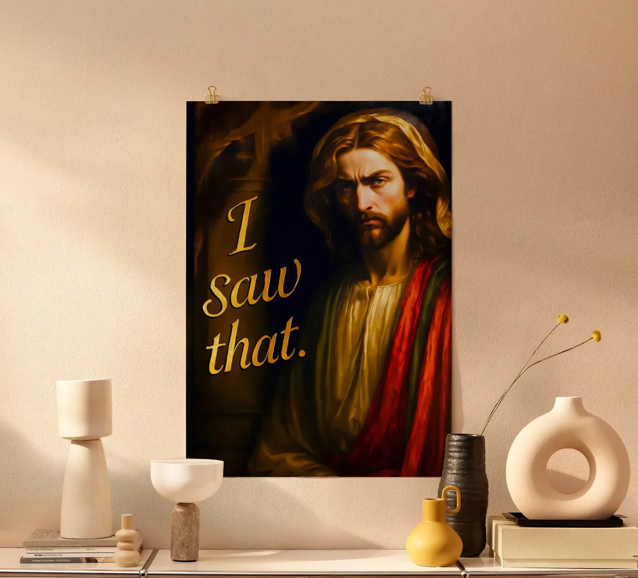 Gesù l'ho visto poster con telaio in alluminio da Fleur de Lys