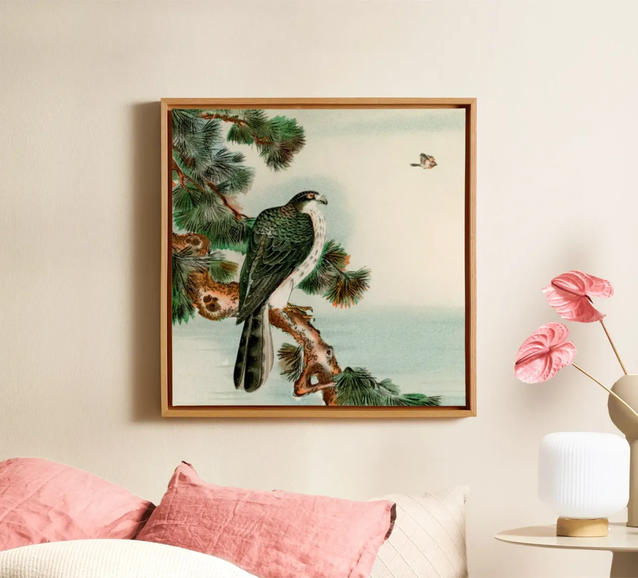 Bird  vintage Japanese tela con Cornice a cassetta da vintageshop