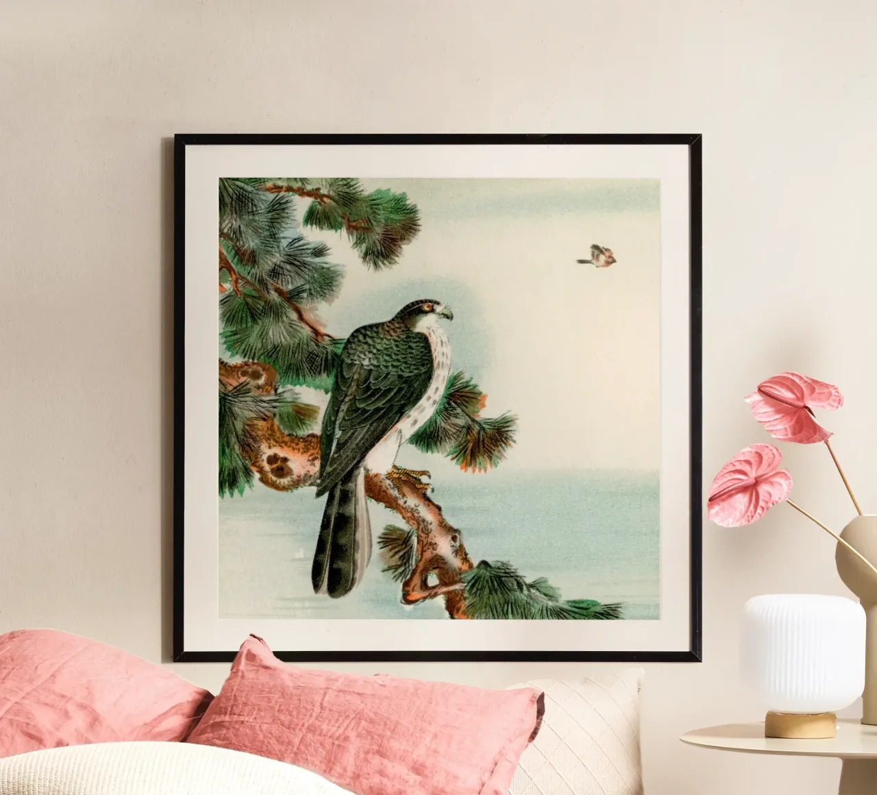 Bird  vintage Japanese poster con telaio in alluminio da vintageshop