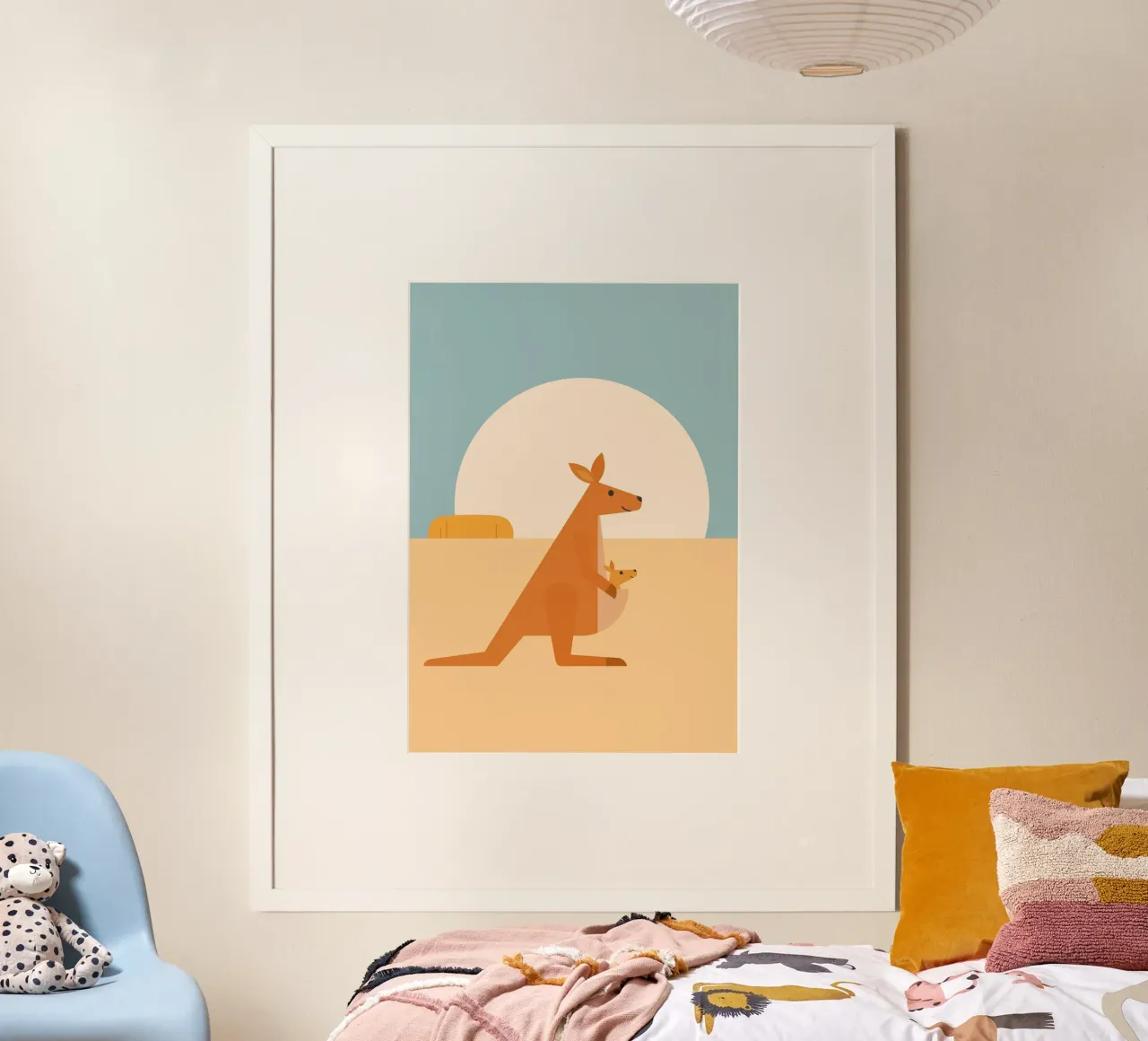 Canguro felice poster con telaio in plastica da Carolin Vonhoff