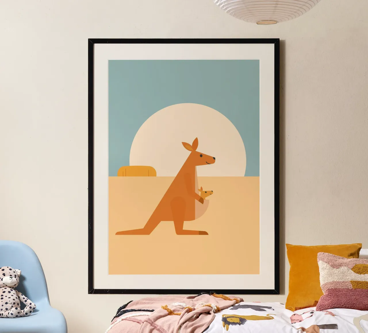 Canguro felice poster con telaio in plastica da Carolin Vonhoff