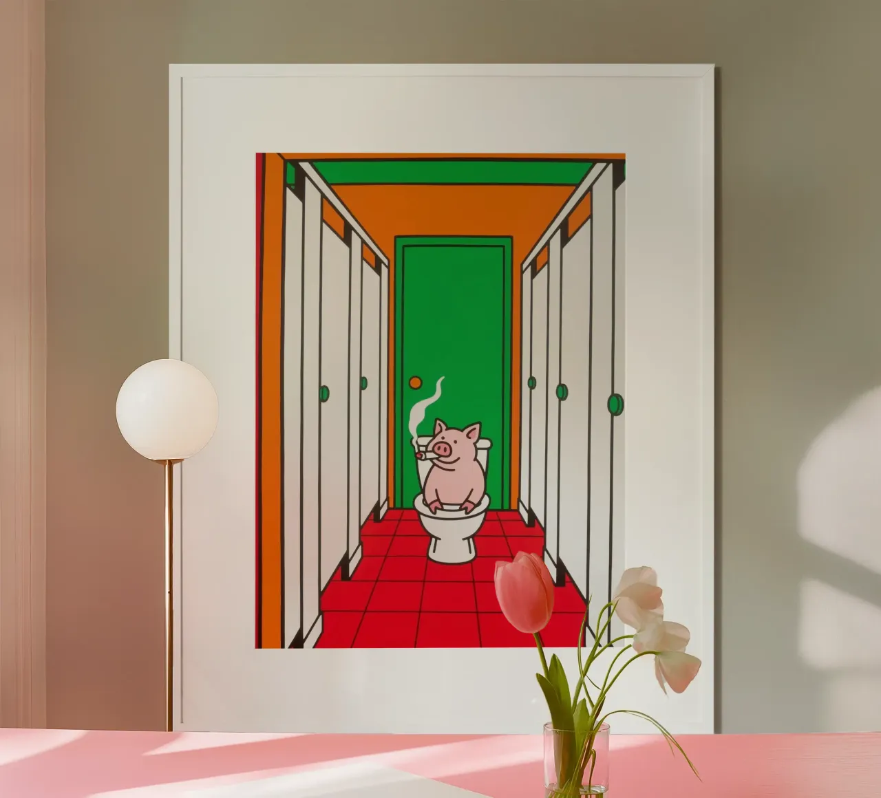 maiale che fuma nella toilette poster da knowledge