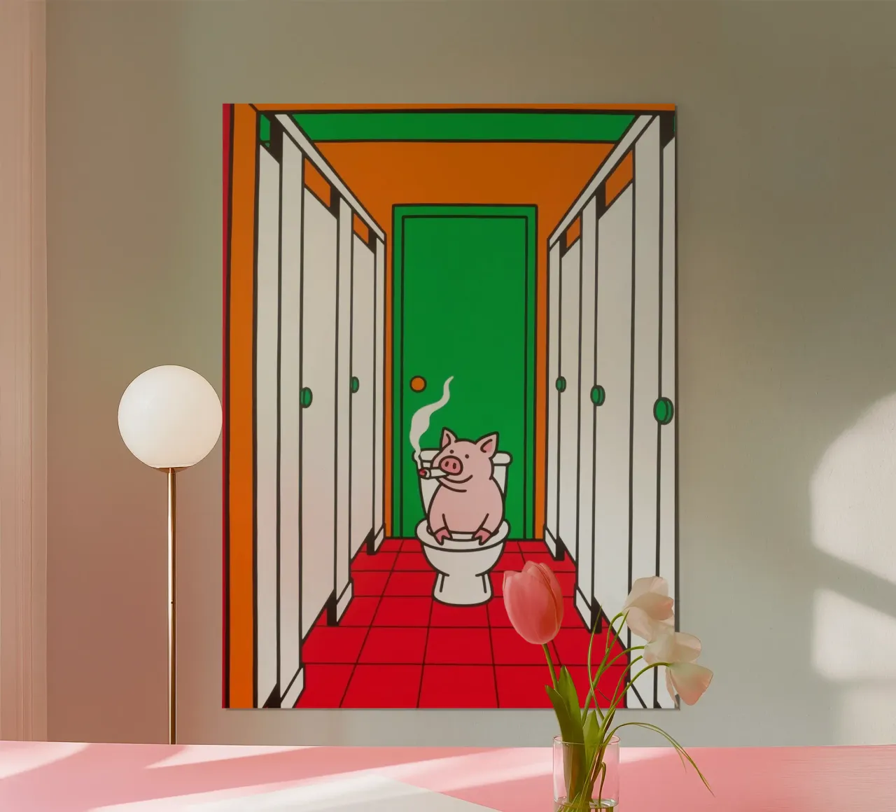 maiale che fuma nella toilette poster da knowledge